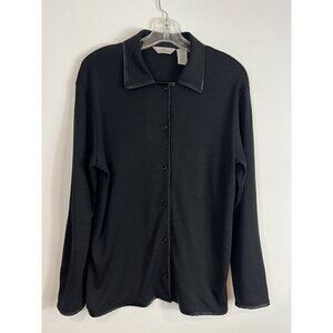 Eddie Bauer Black Wool Button Up Women’s Outdoor Warm Layer Retro Preppy L Y2K